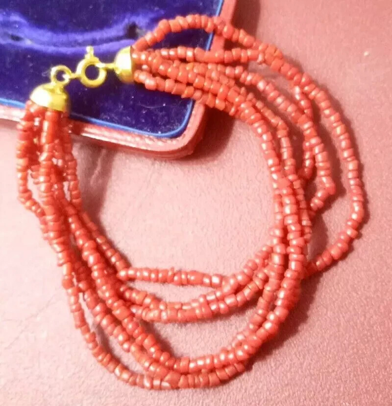 🦋Antique 18Kt 750 Gold Scare Multifilament Coral Bracelet🦋