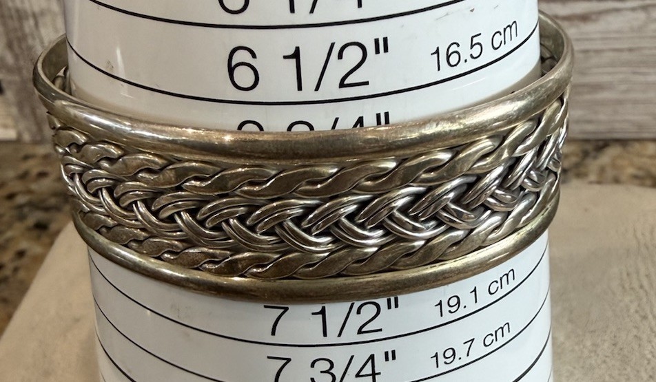 Braided Cuff Bracelet Mexico Sterling Silver 925 Size 7 Vintage