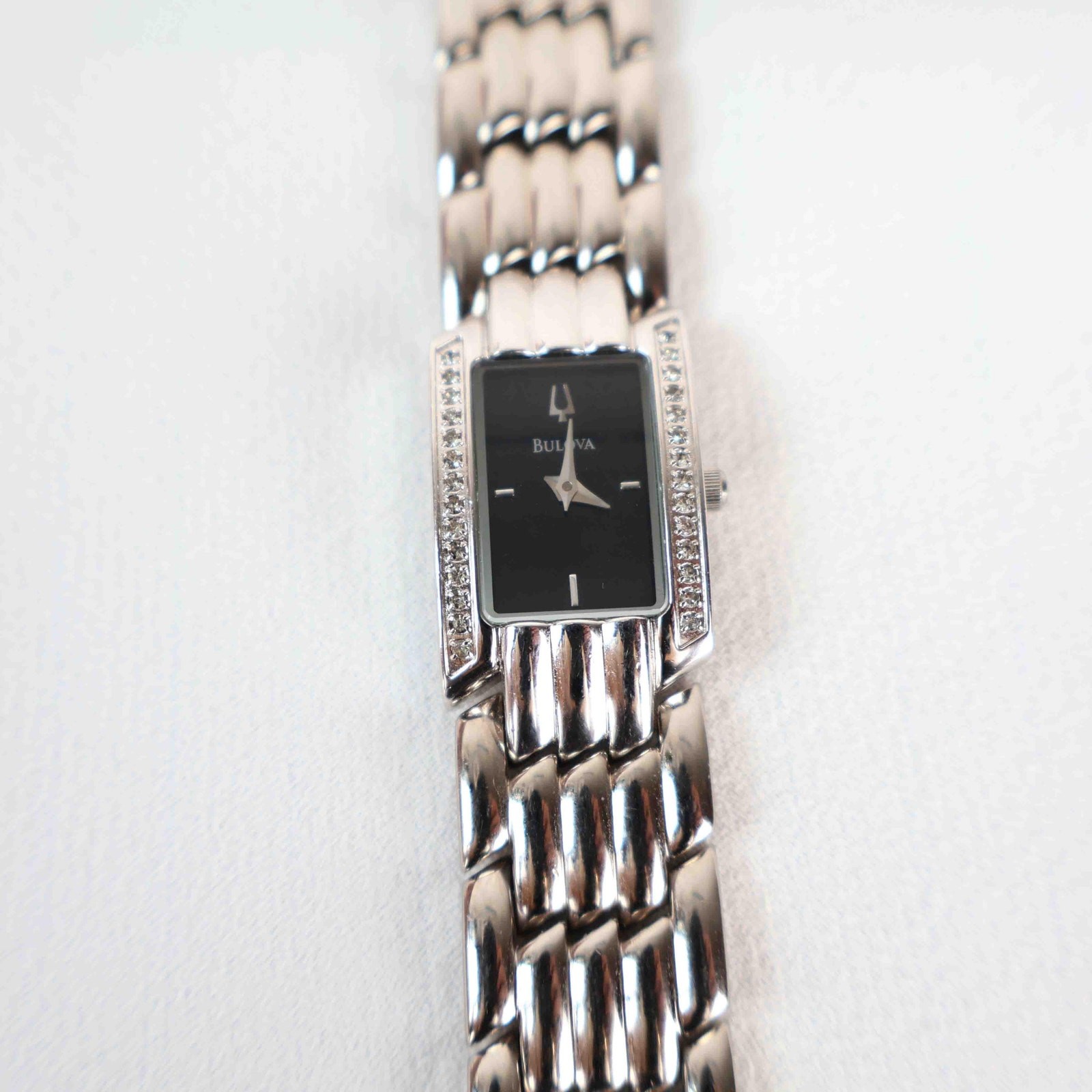 Vintage Silver Tone Bulova Watch with Rectangle Watch Face