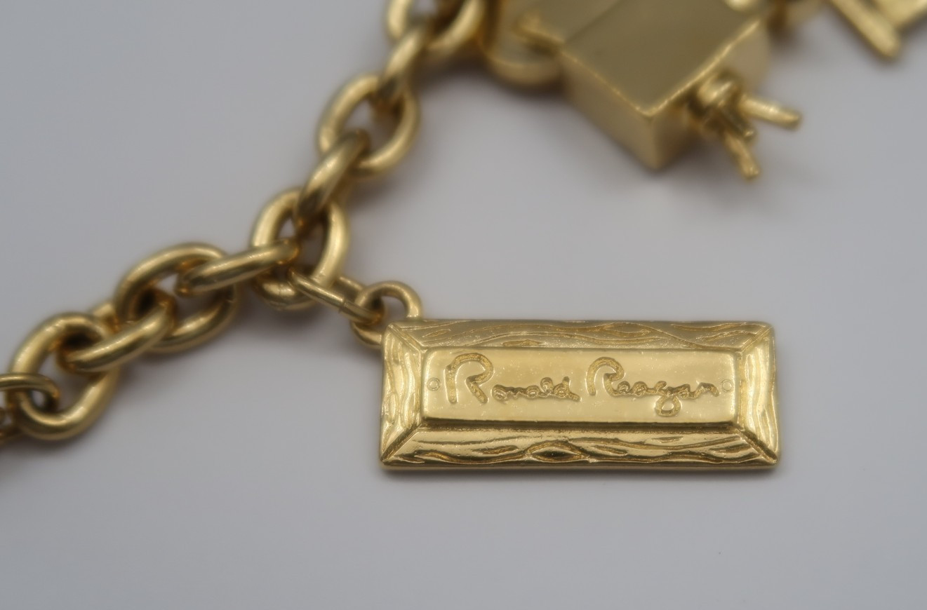 Ann Hand, Ronald Regan Theme Charm Bracelet, Costume Jewelry