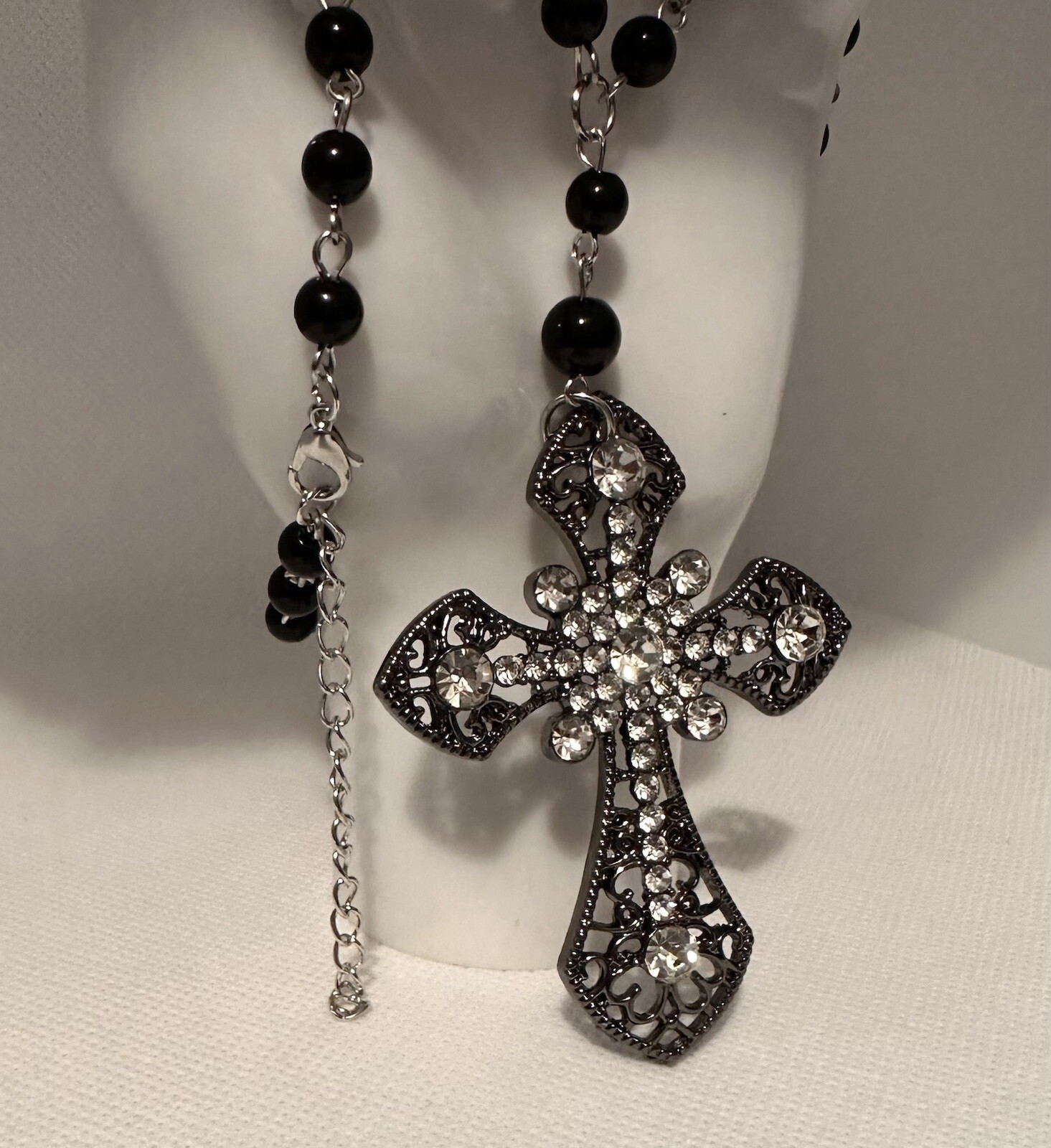 Statement Cross Necklace Religious Gothic Rosary Cross Choker Necklace Unisex