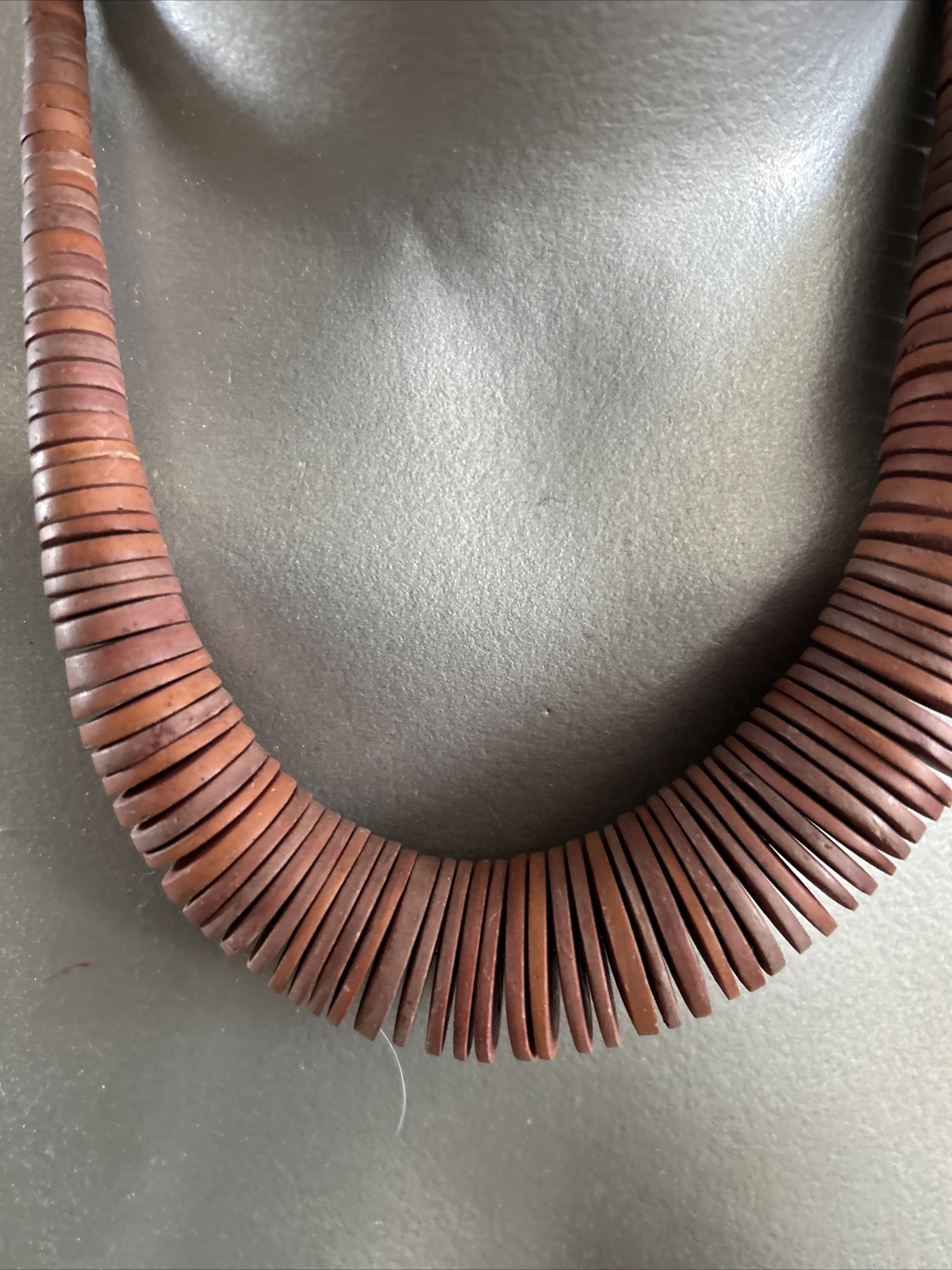 Tribal Disk Large Disc Beads Necklace U Clasp Red Disks Resin Or Wood