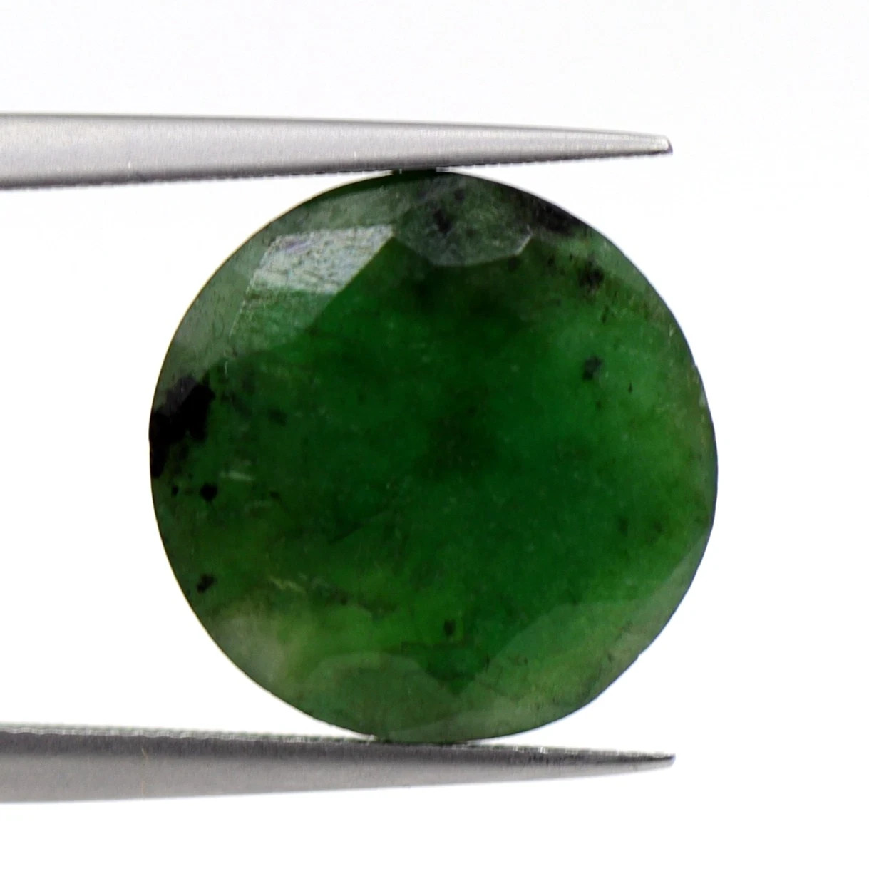 Natural Untreated Certified Dark Green Zambian Emerald 13.3×12.9mm 6.91ct