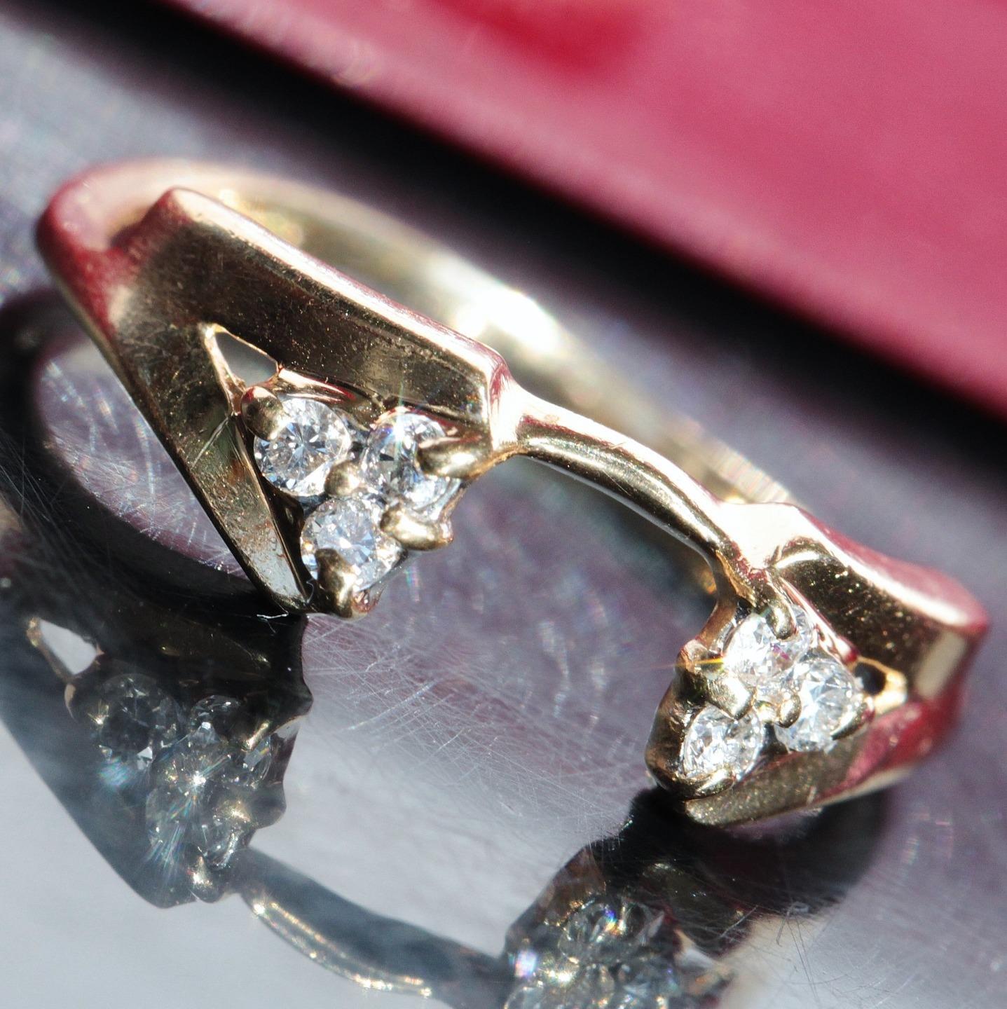 14k yellow gold ring enhancer 0.12c natural diamond size 6 solitaire wrap 1.95gr