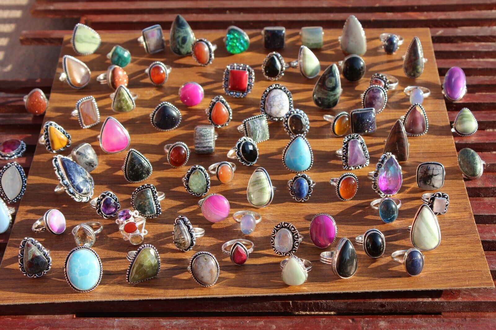 Gift Multi Jasper & Mix Gemstone 925 Sterling Silver Plated Handmade Lot Rings