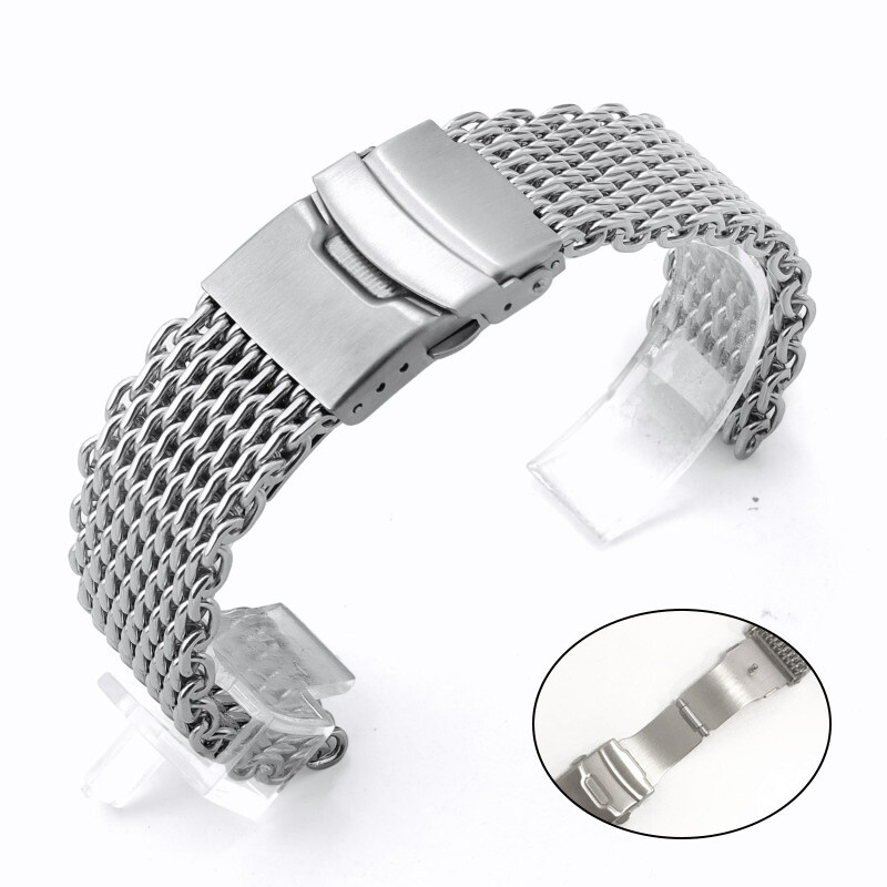 Premium Stainless Steel Watch Band Strap Mesh Braided Double Push Button 20/22mm
