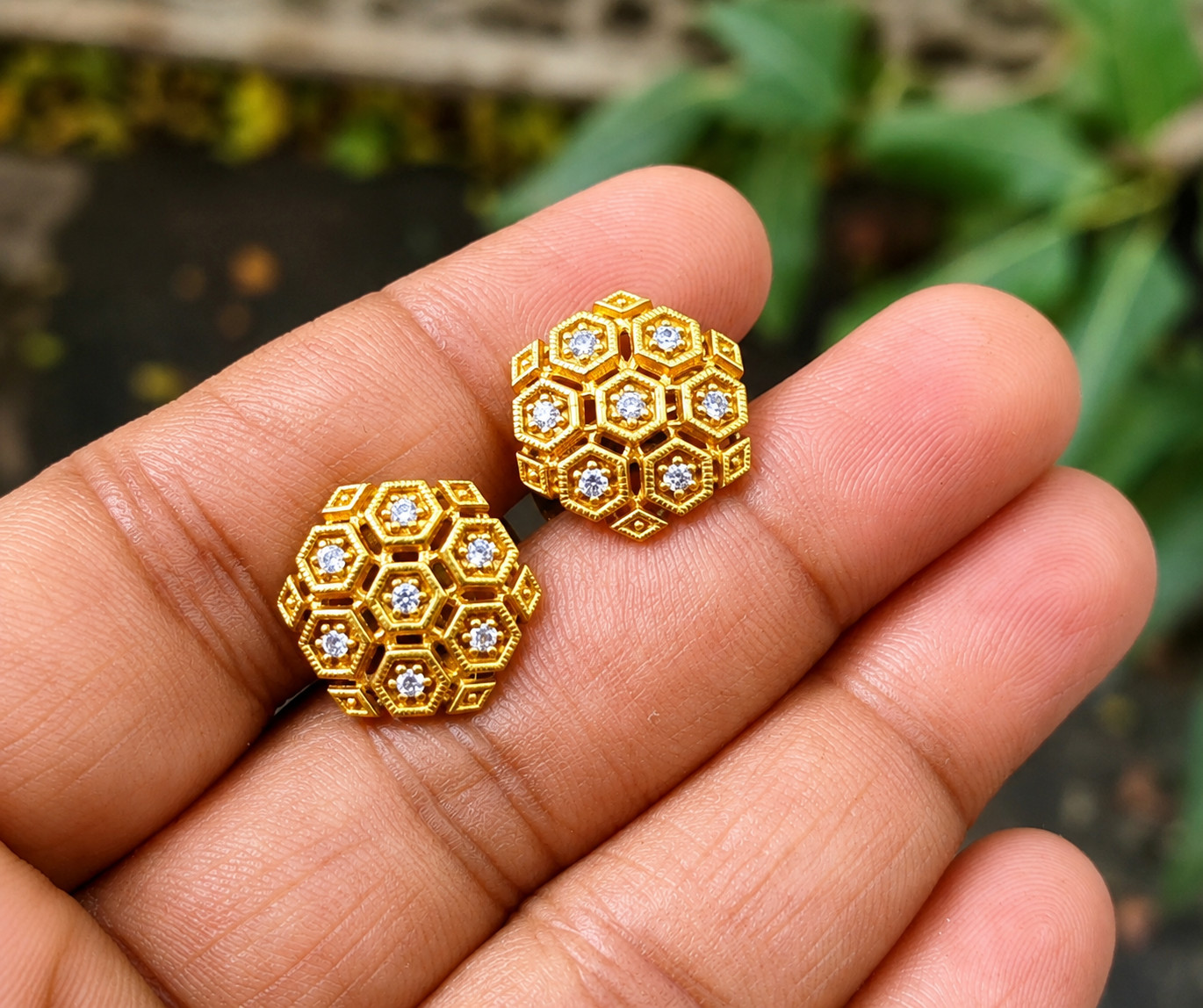 1Ct Round Round Lab Created Diamond Cluster Stud Earrings 14K Yellow Gold Plated