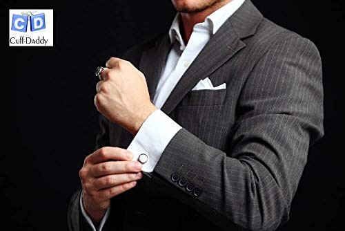 Mens Black and Gold Cufflinks and Studs – Sparkly Gold and Black Diamond Dust