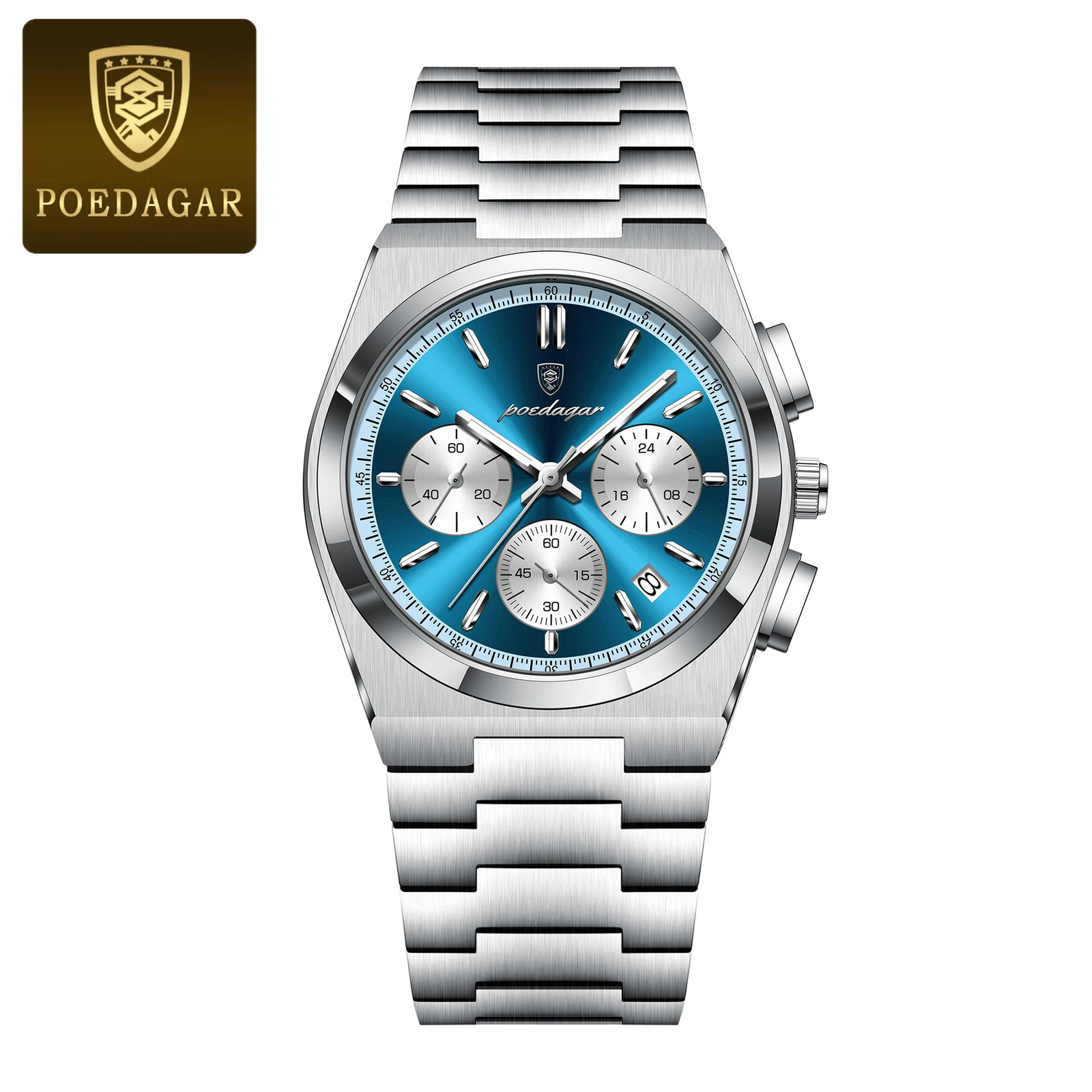 Luxury Man Quartz Chronograph Watch Waterproof Luminous Date 3Bar