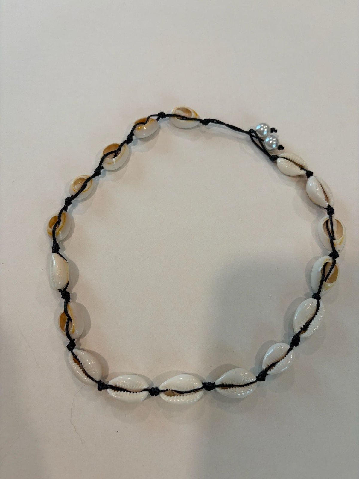 Natural Cowrie Shell Necklace and Anklet Set with Black Cord