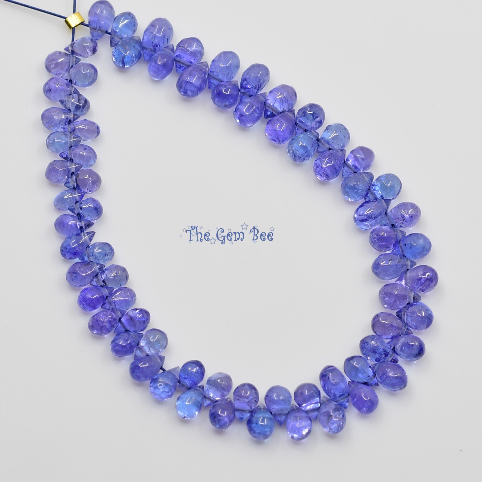 Gem Grade Tanzanite Smooth Full Teardrop Briolette Bead 5 Inch Strand