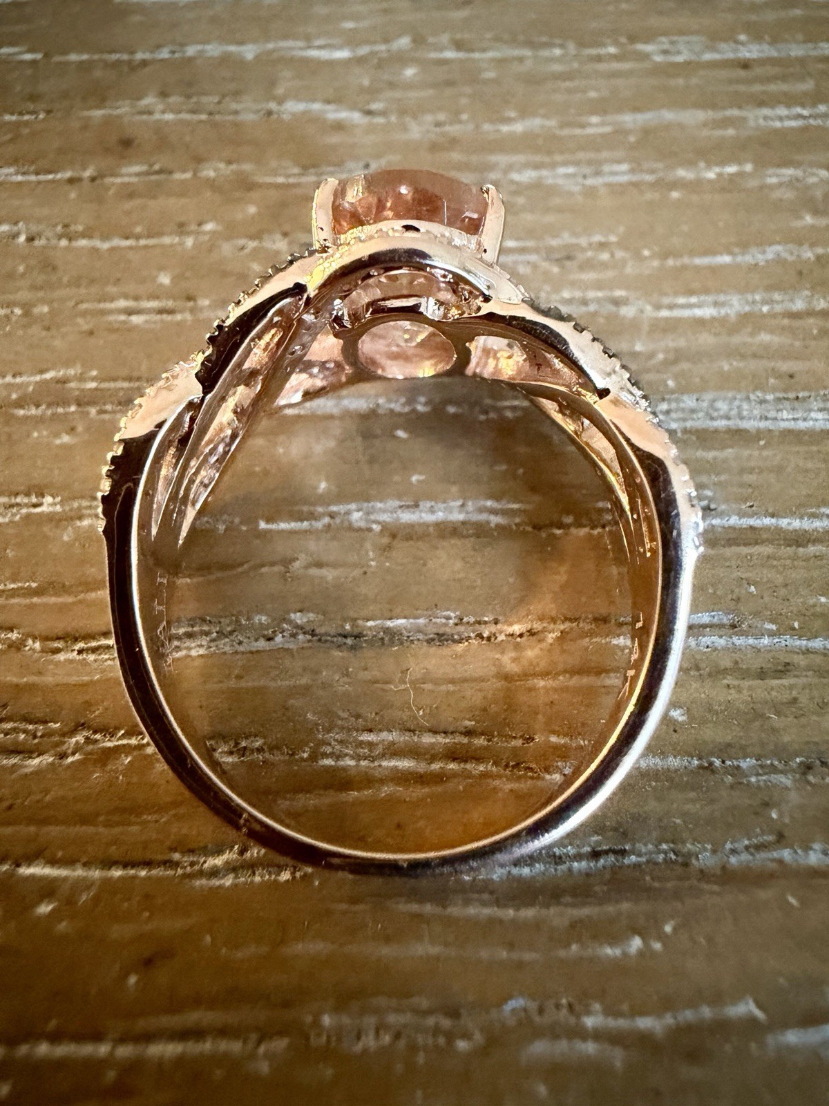 Brand New 1.90 Ct Morganite Ring In Rose Gold With .39ct Of Diamonds