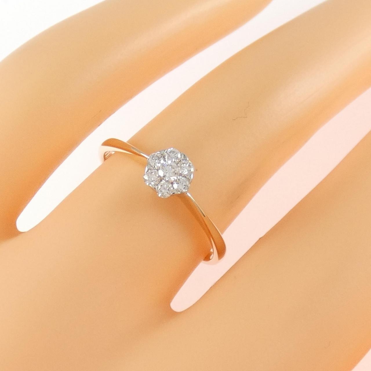 Authentic K18PG/K18WG Flower Diamond Ring 0.15CT #230-000-429-4954