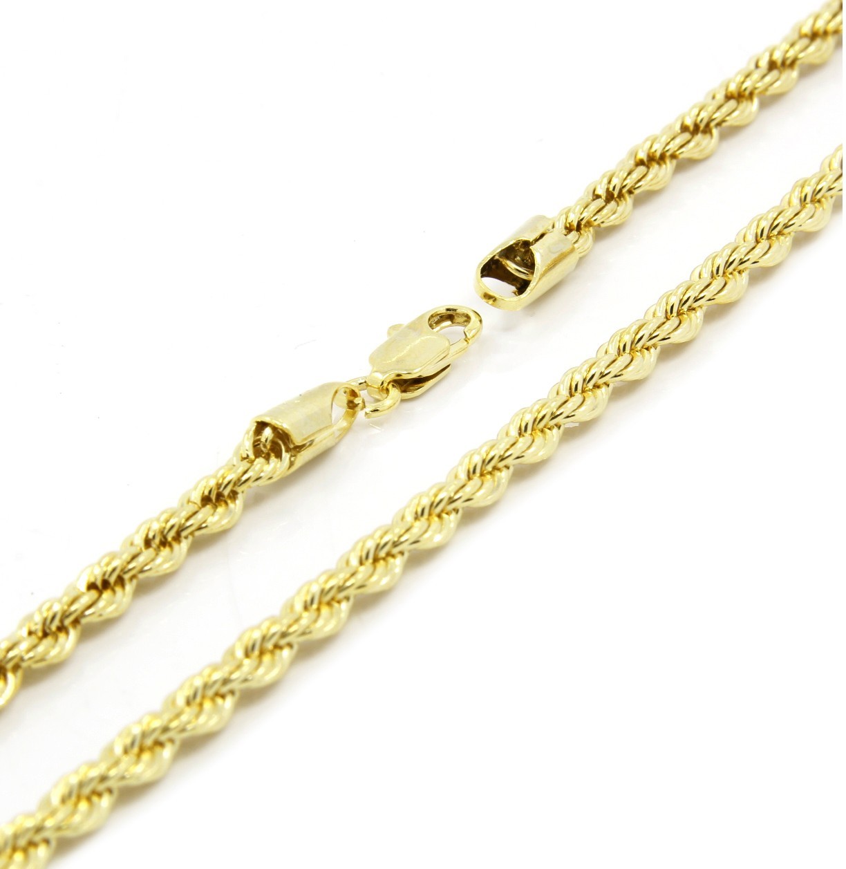 Mens 14K Yellow Gold Plated French Rope Chain Necklace 3mm 4mm 5mm 6mm 20″ 36″