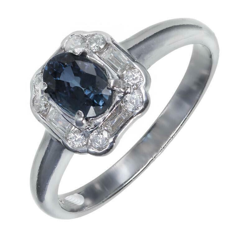 4ct Lab-Created Sapphire Engagement Ring Art Deco Design 9k White Gold Plated