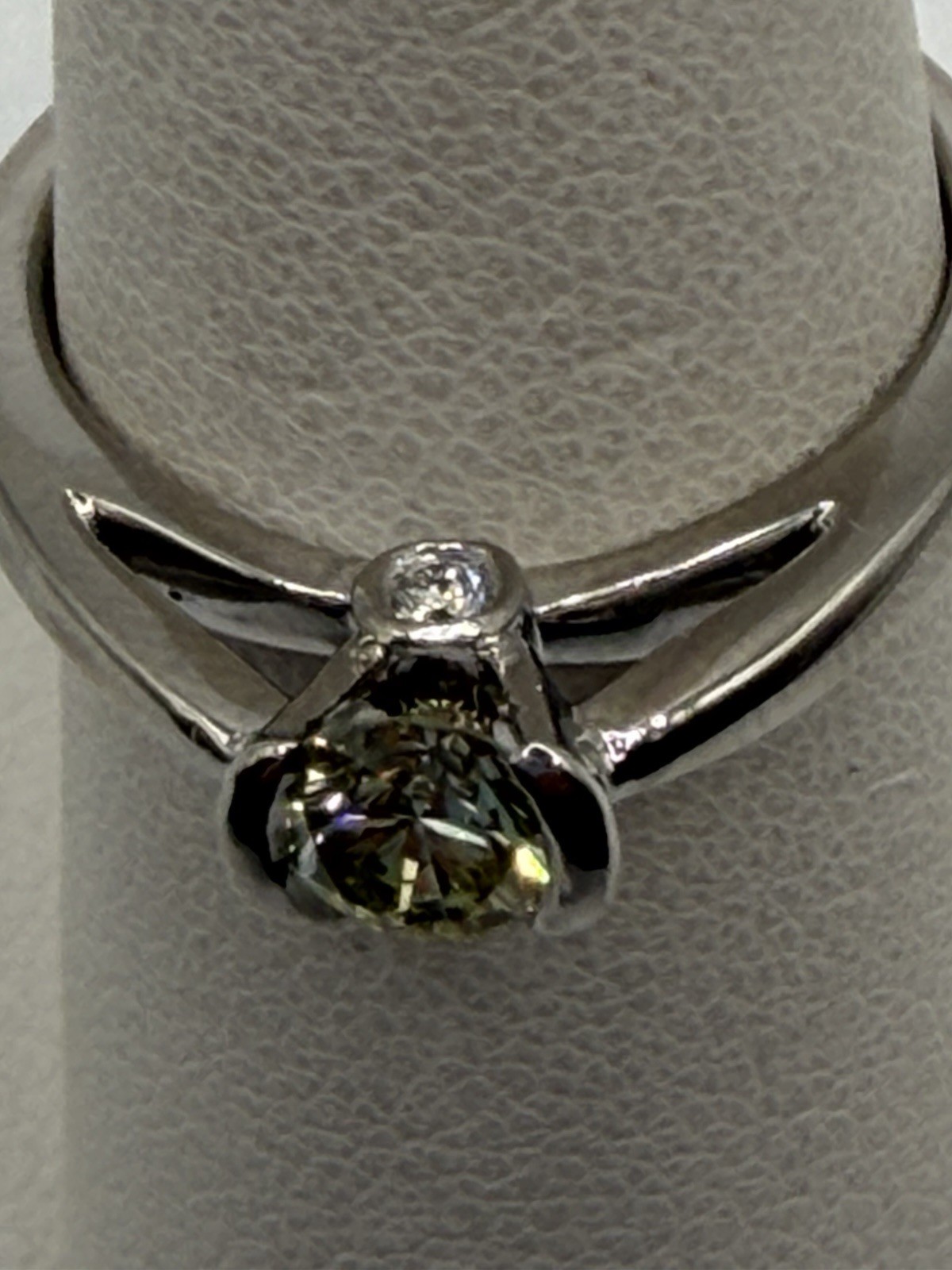 Palladium 3 Diamond Engagement Ring Sz 6.5