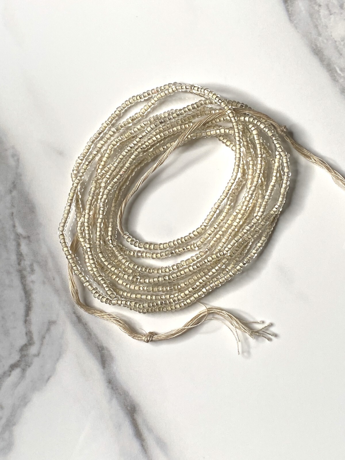 Pure Elegance: Handmade White Cotton Tie-on Waist Beads – 60-inch Strand