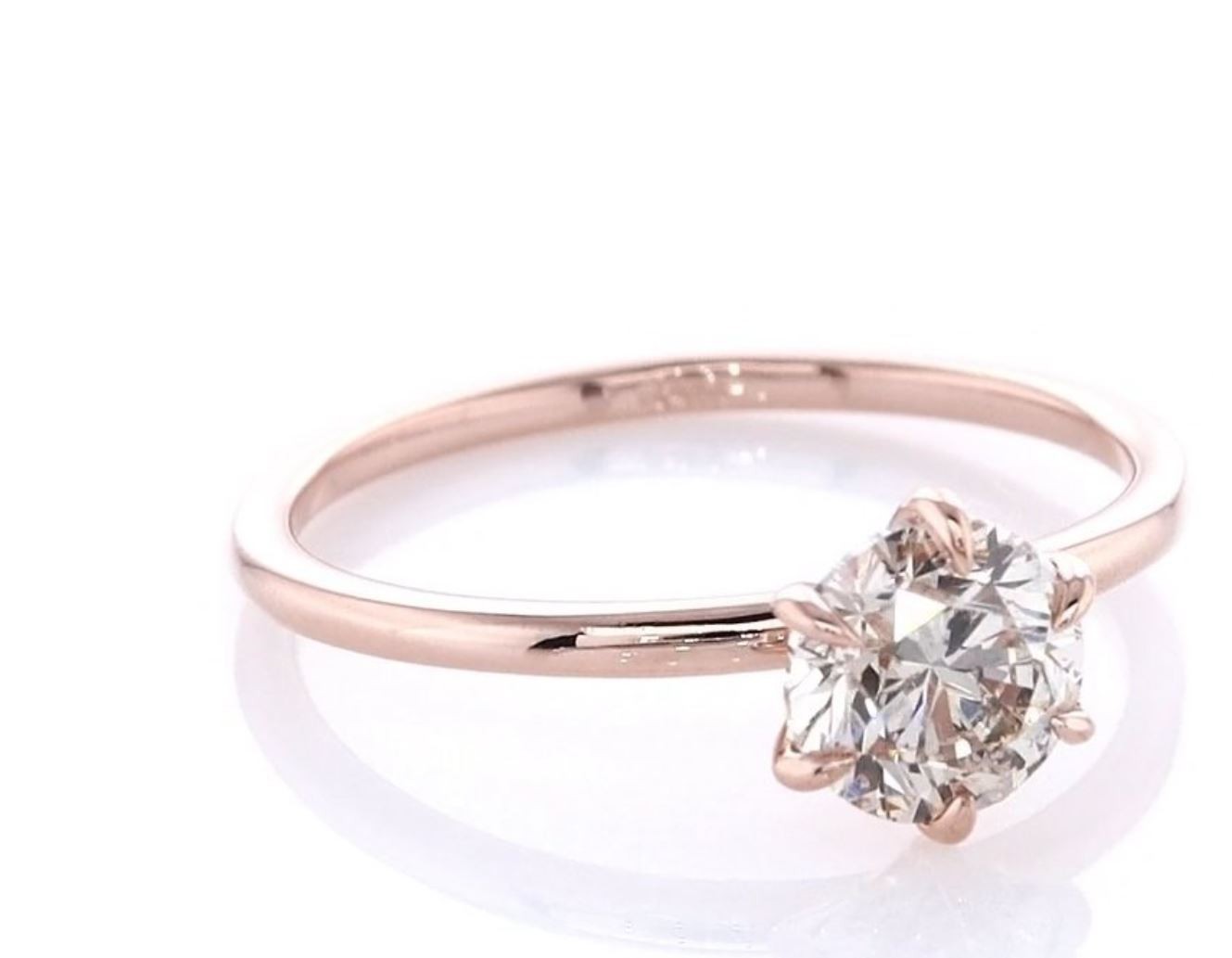IGI Certified 1.02 Ct Natural Diamond Solitaire Ring – 14K Rose Gold SI1 Clarity
