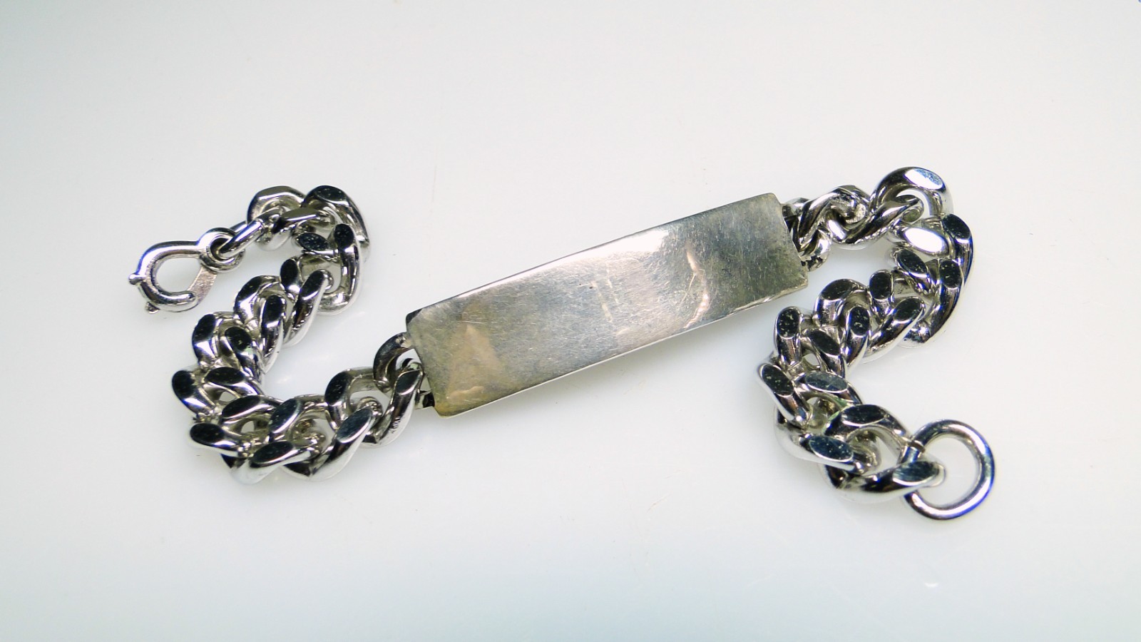 Sterling Elco ID Bracelet Unisex Thick Silver Links Not Engraved