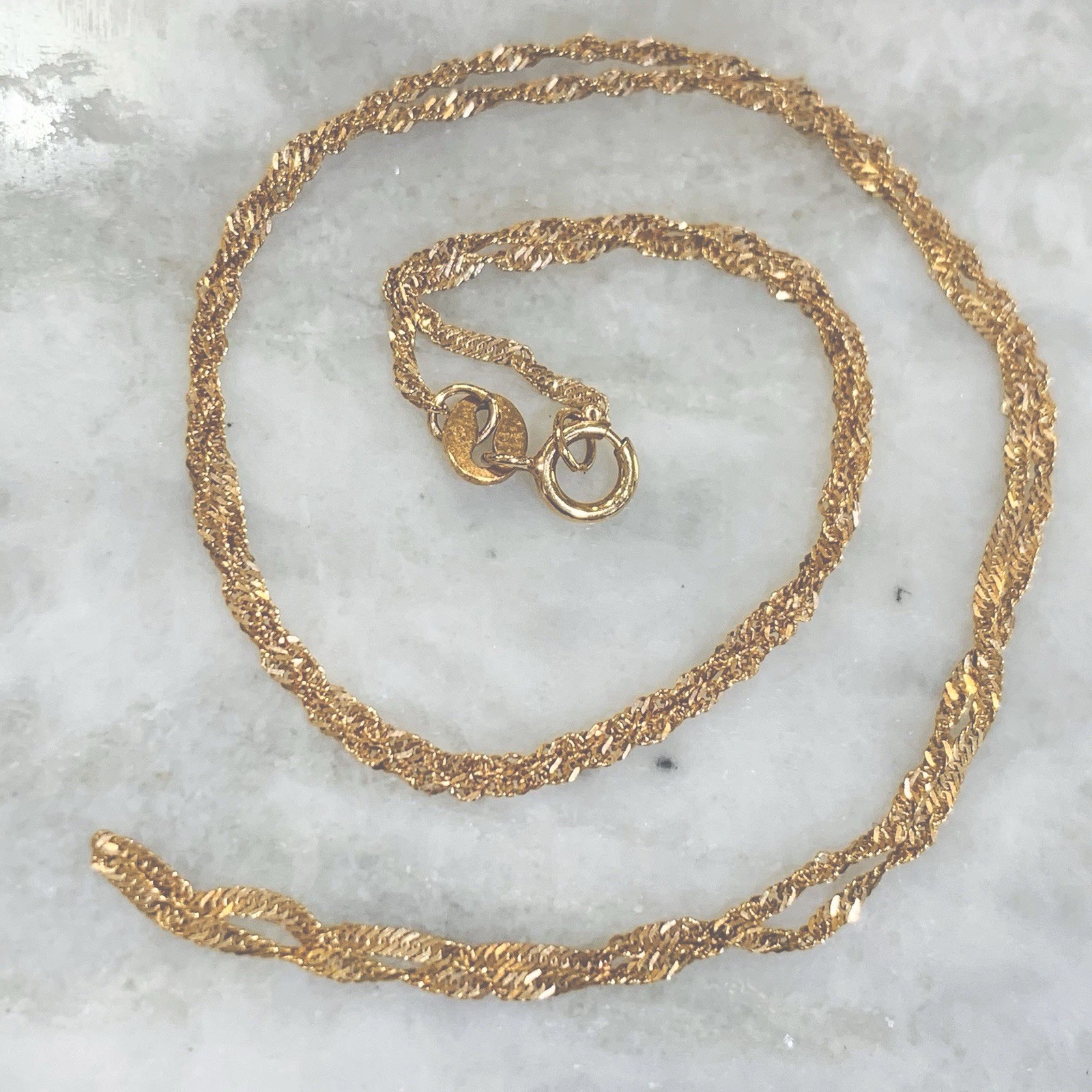 VTG 14k ROSE Gold Necklace Twist Rope Chain choker 1mm .93gr Marked RCI 16” New