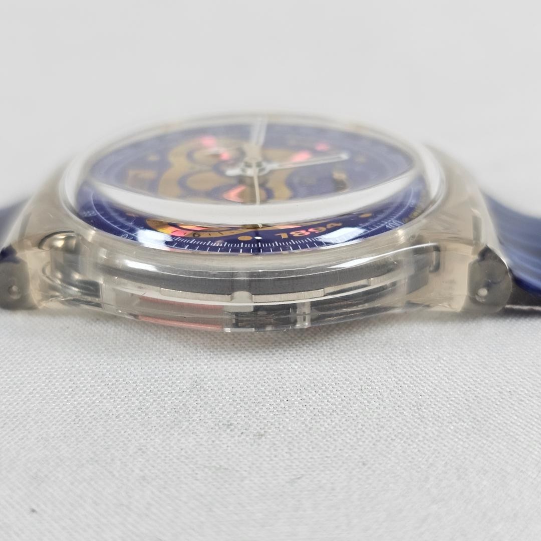 Swatch Ioc 100 Chrono SCZ101 Chronograph Wristwatch Blue Gold Hardware