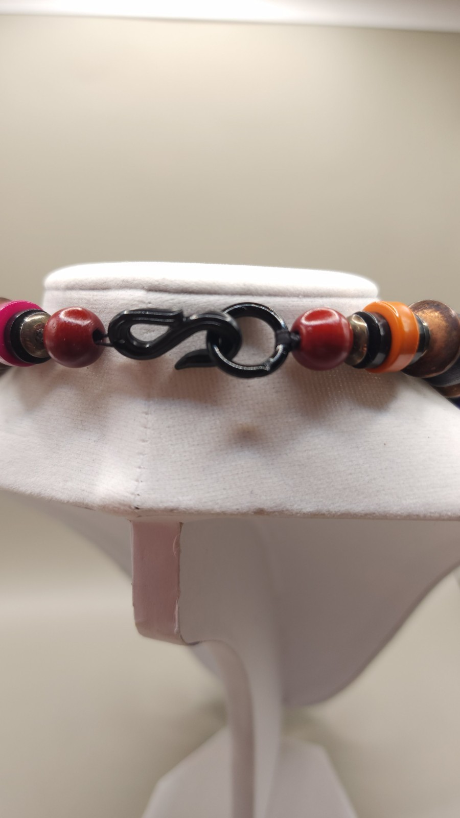 Vintage 70s 80s Chunky Wood Acrylic Bead Statement Necklace Boho Retro 23″ 3.2oz
