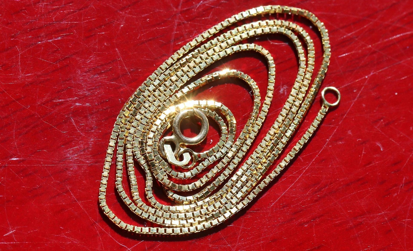 14k yellow gold necklace 18.0″ box link chain vintage handmade 2.6gr N2801
