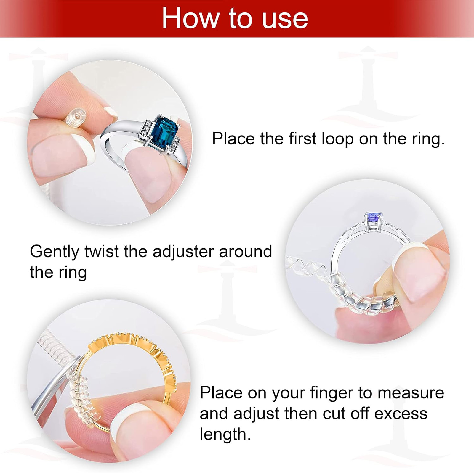 Ring Sizer Adjuster Silicone 4 Sizes for Loose Rings Fit Women Men 20 Pack