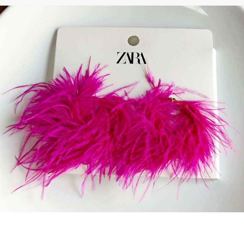 New Zara Feather Hoop Statement Earrings Gift Retro Women Party Vacation Jewelry