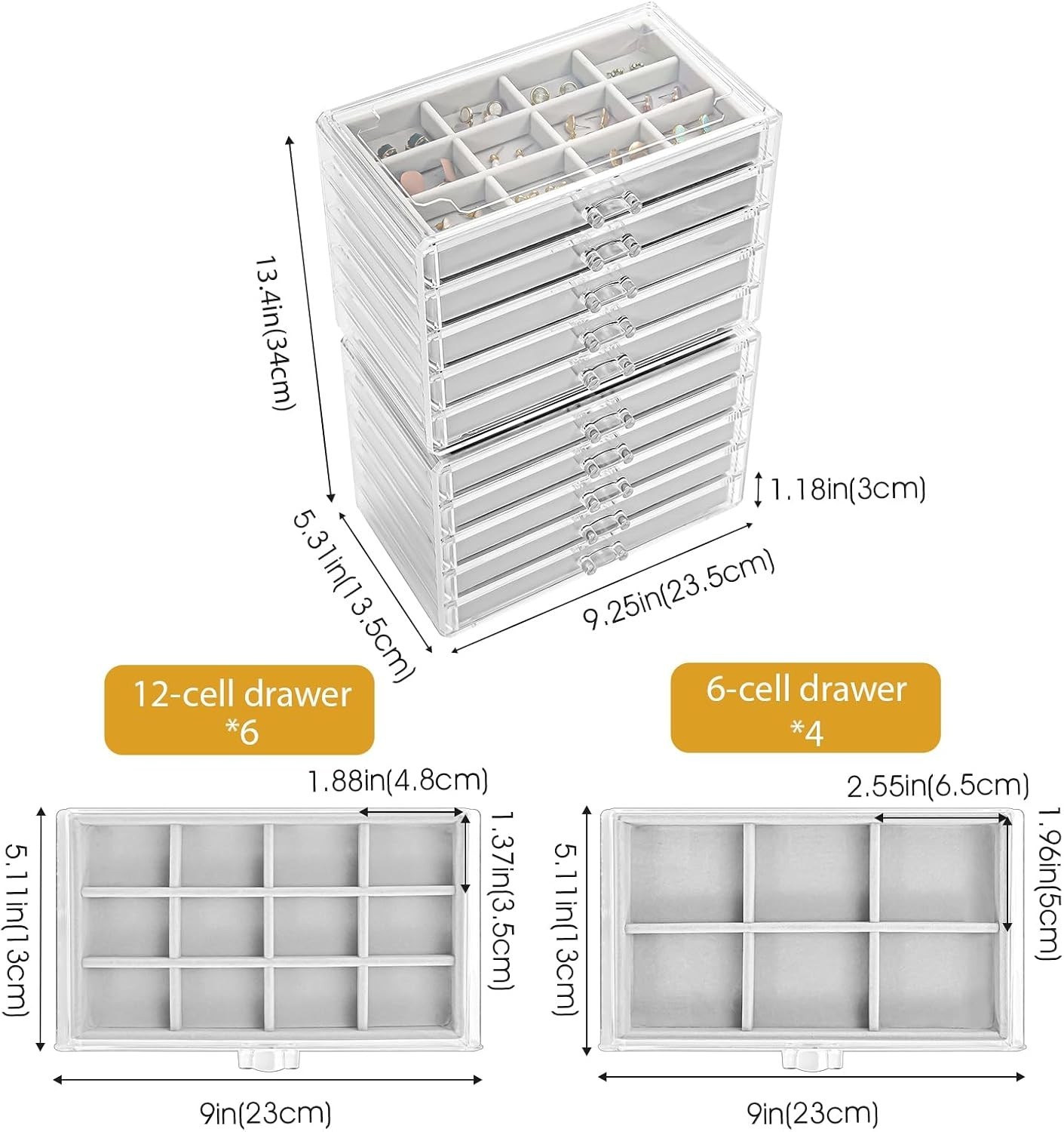 Adjustable Velvet Trays Jewelry Organizer – 10 Layers