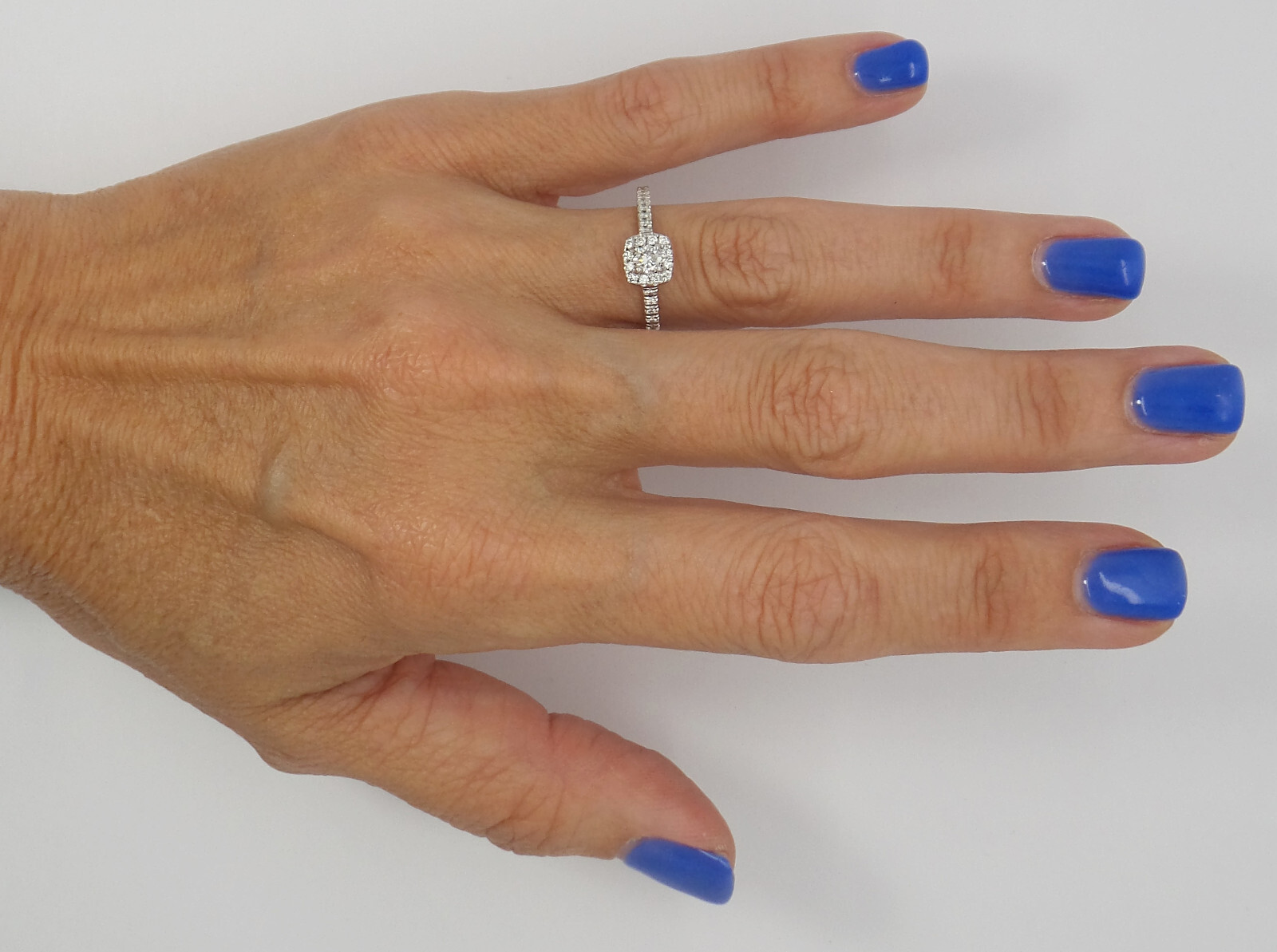 1/2CT Natural Diamond Halo Engagement Wedding Ring Bridal 14K White Gold Band