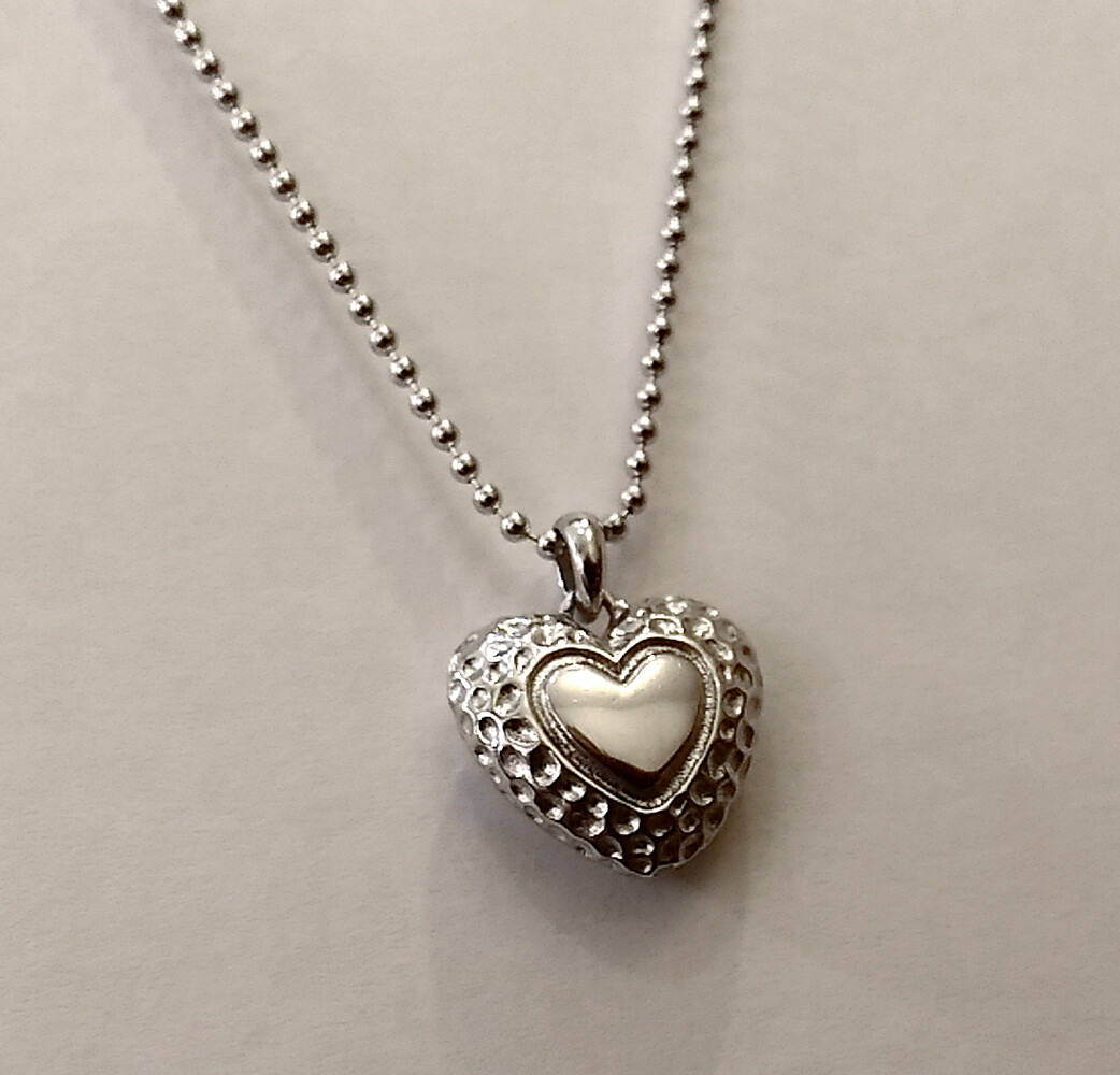 925 ECHT SILBER RHODINIERT 🤍 Herz Collier Kette Kugelkette 42-47 cm