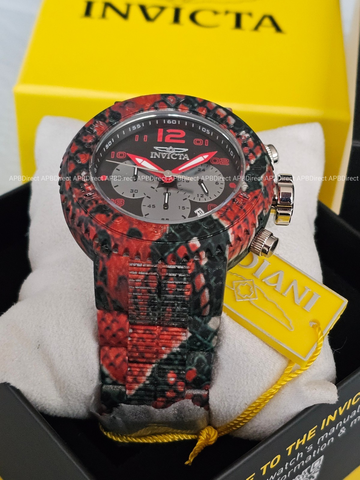 Invicta – Pro Diver HYDROPLATED Snake Skin – Chrono Black RED – 52mm mens watch