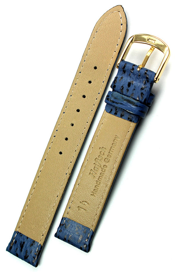 14mm Real Shark leather Band made Germany Graf Watch Strap blue Marine