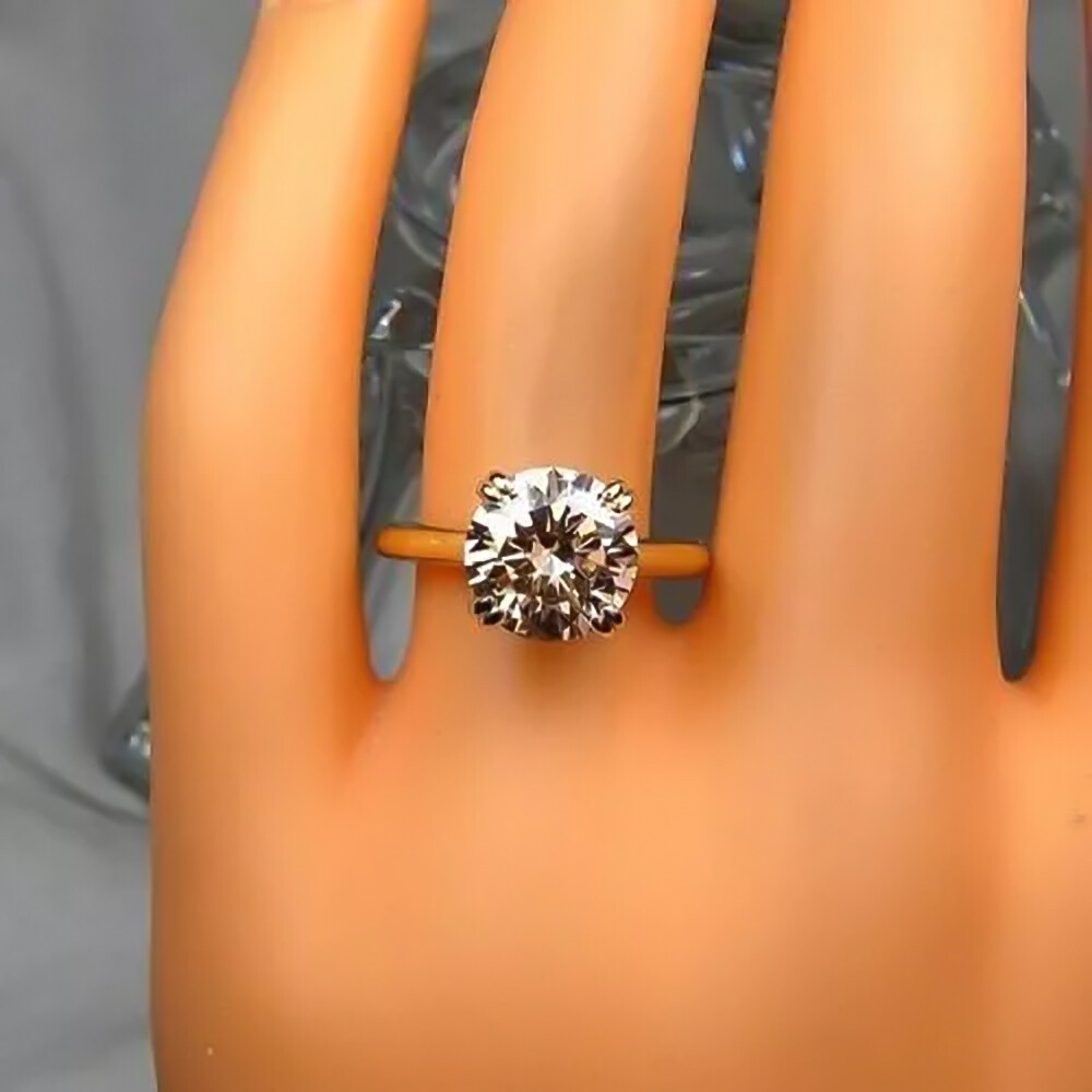 Certified 3.45 Ct Round Cut Champagne Diamond Solitaire Ring in 925 Silver