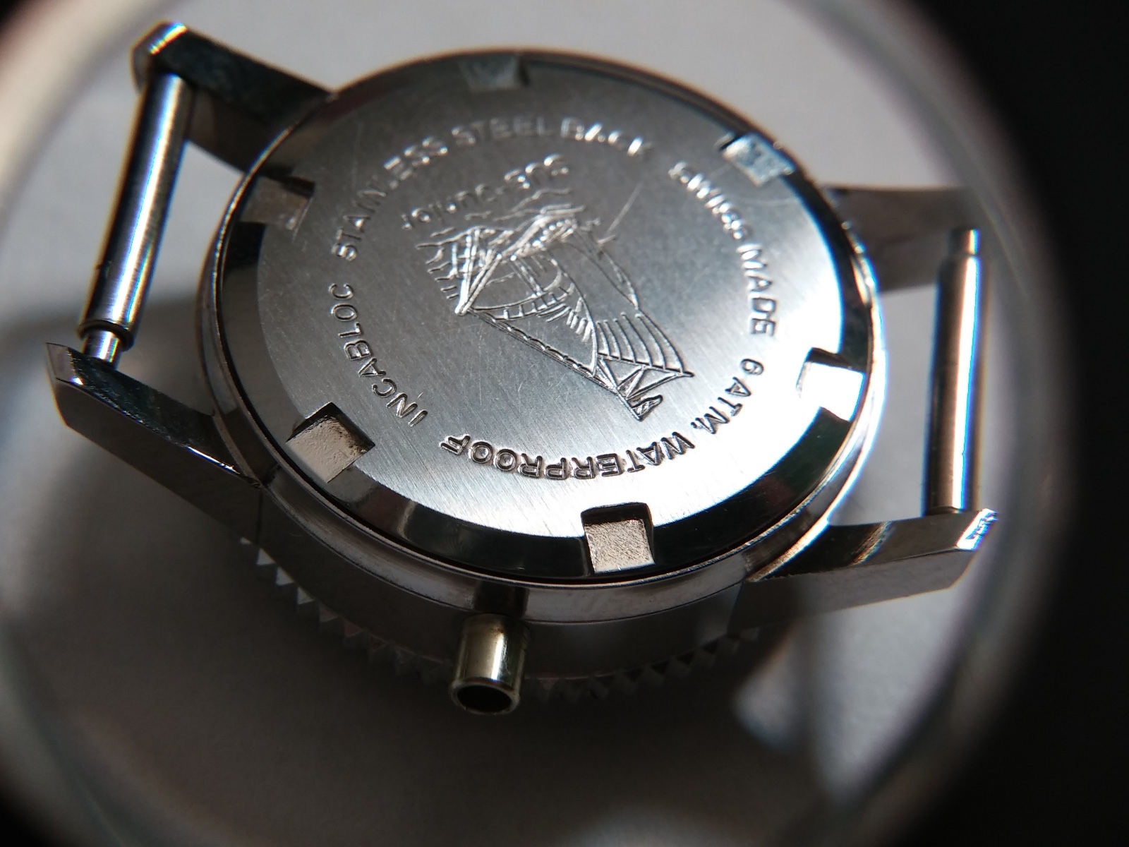 25.0mm-25.4mm watch case, sub junior with magnifier, dial, incabloc, with case b