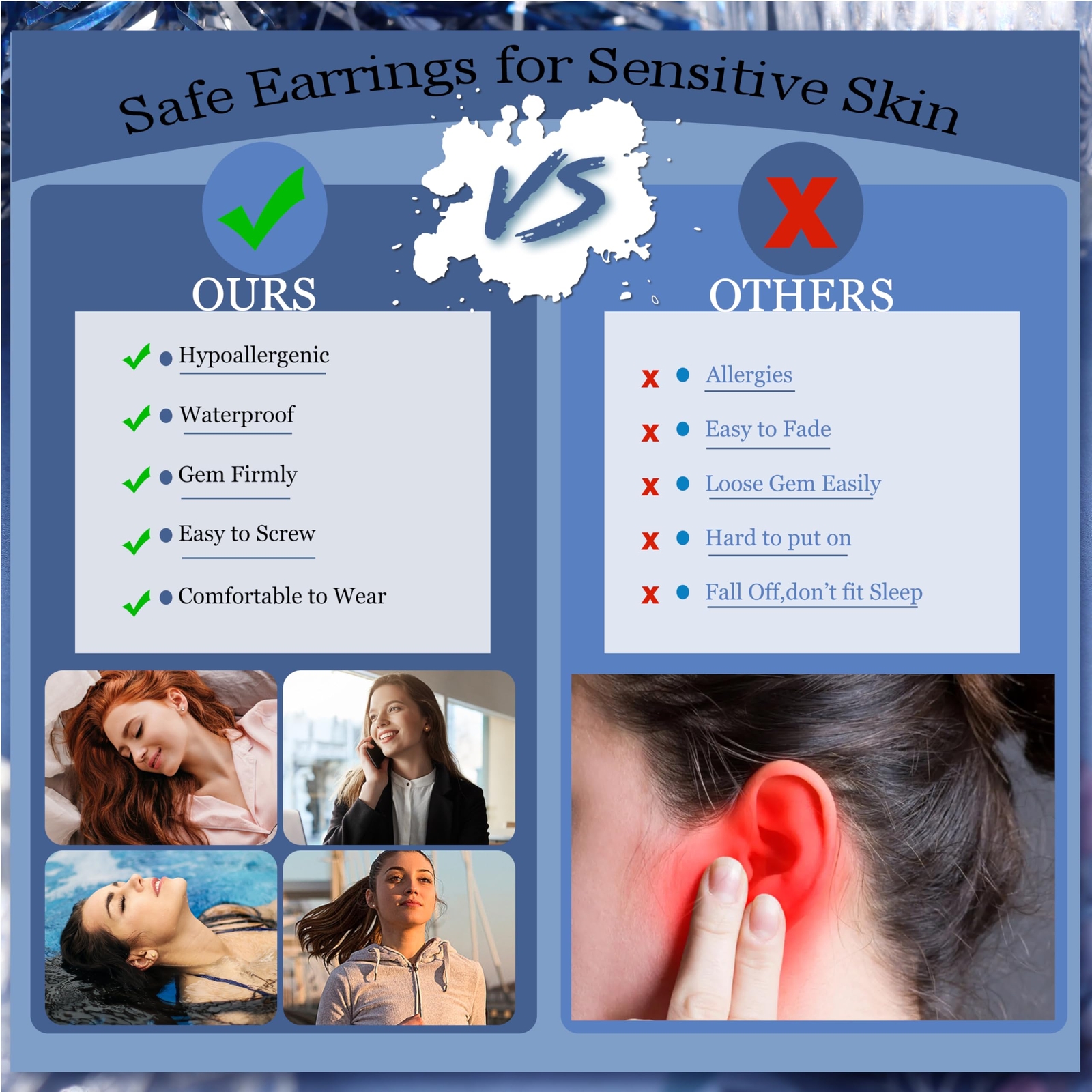 16 Pairs Tiny Cartilage Stud Earrings for Women Men Surgical Steel Flat Back