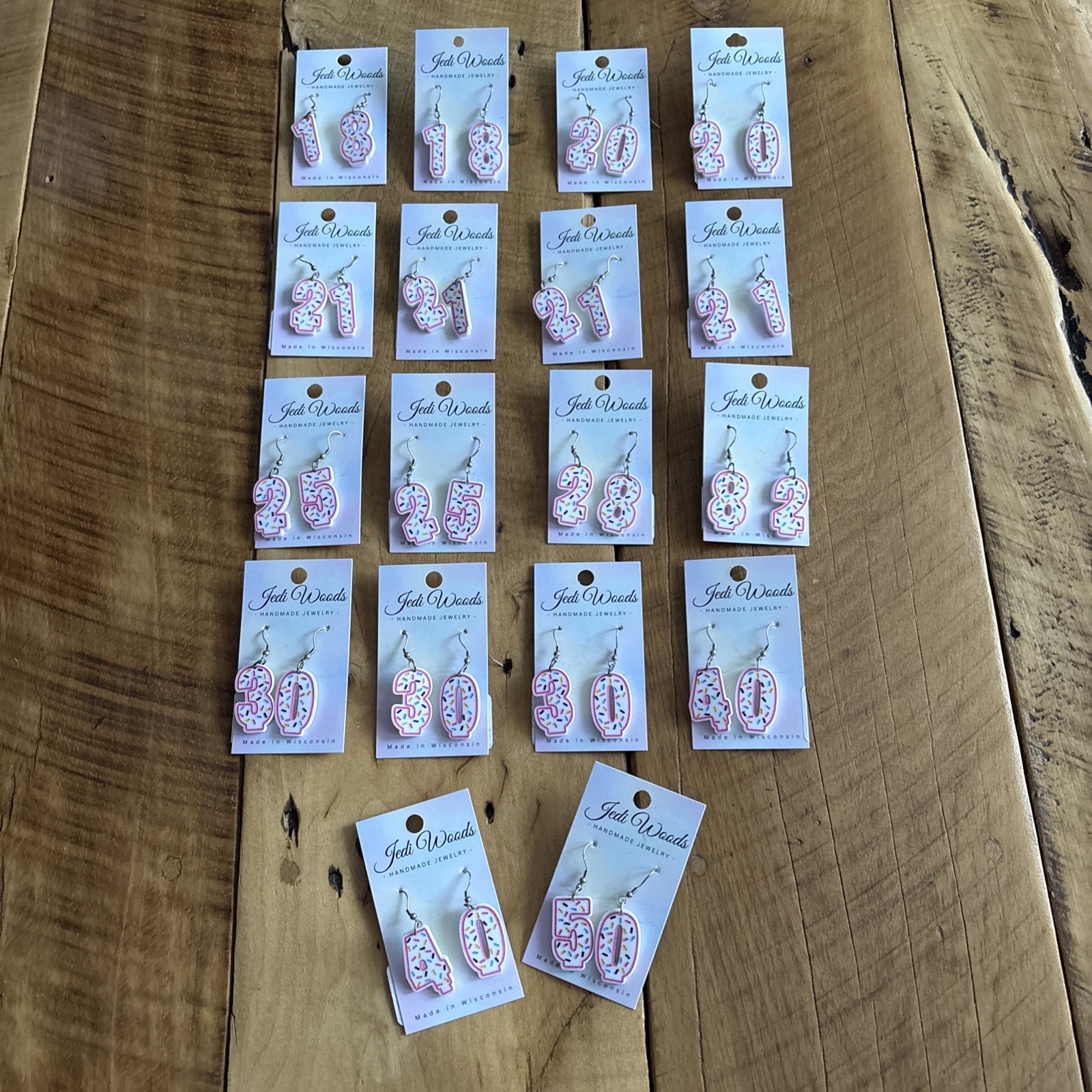 Brand New Set Of Handmade Birthday Dangly Earrings 18 Sets In Total