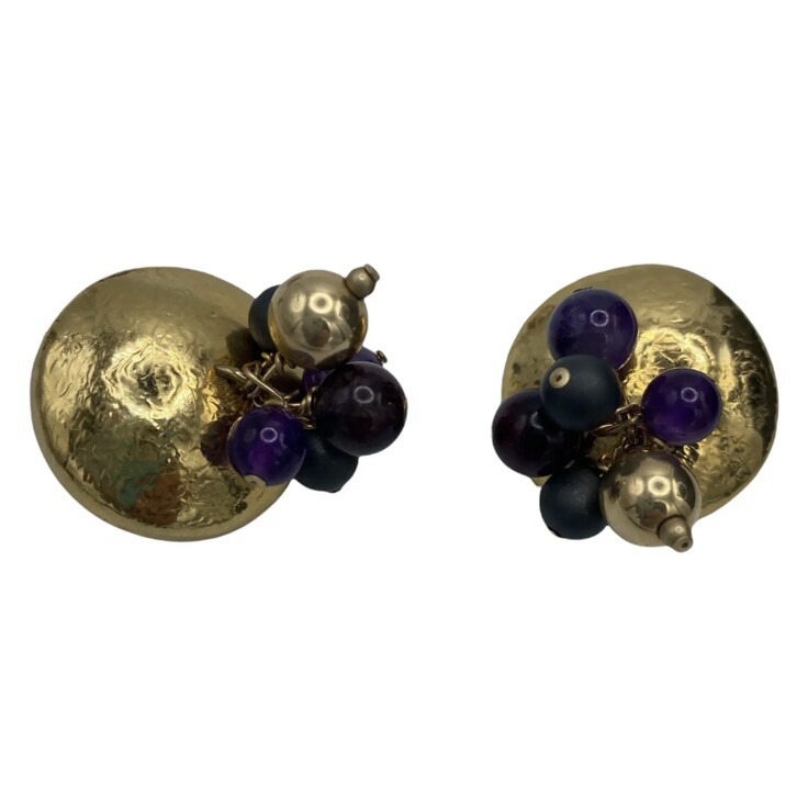 Vintage Susan Cummings Gold Over Sterling Gemstone Set Pin Earrings