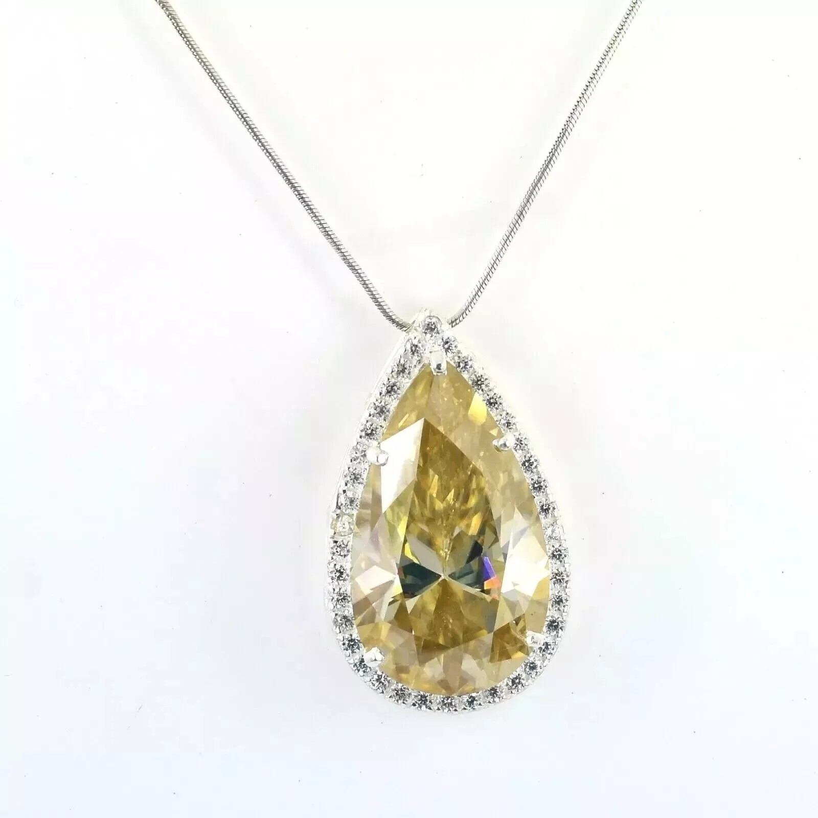 15 Ct Champagne Treated Diamond Pendant Pear Shape Great Luster VVS1 Certified !