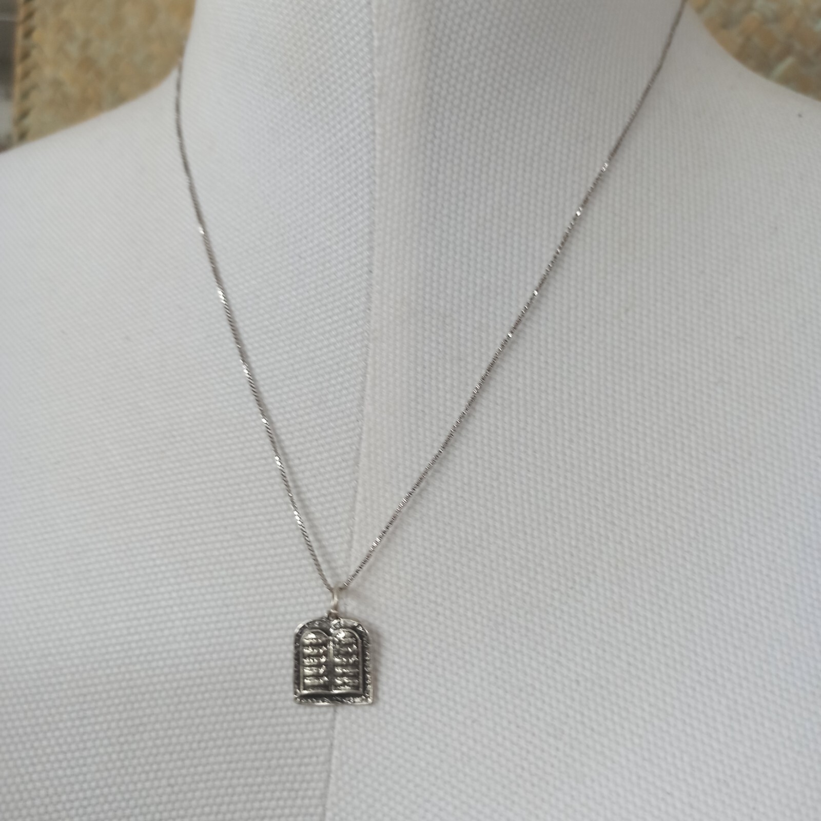 Ten Commandments Necklace Vintage Silver 925 Hebrew Men Women Jewish VTG Gift 19