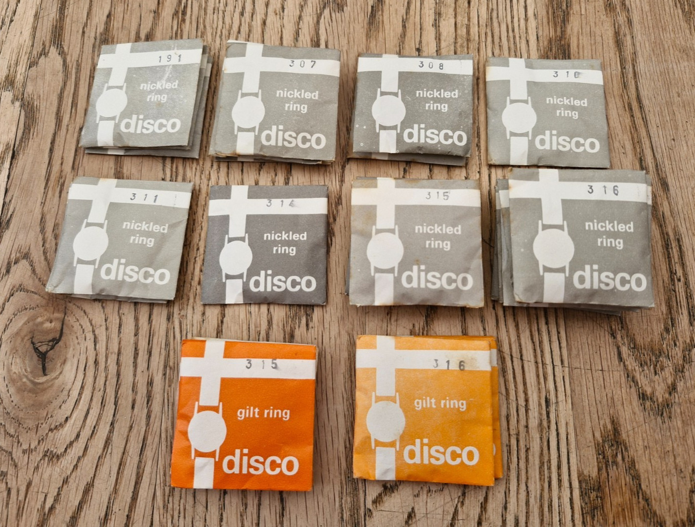 27 x Disco Watch Crystals Inc White & Gilt Metal Rings – Range 191 – 316 – N.O.S