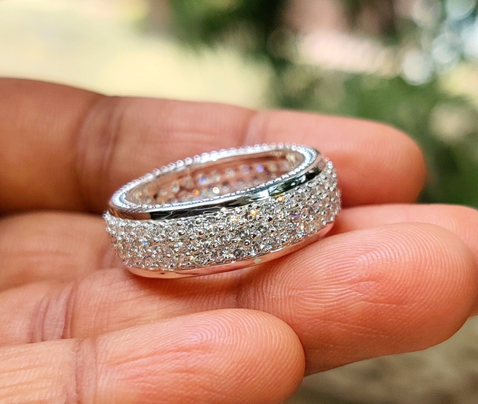 2Ct Round Lab-Created Diamond Cluster Wedding Band Ring 14K White Gold Plated