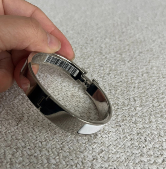 Hermès H Bangle Clic Clac GM ST-0187_Silver x White