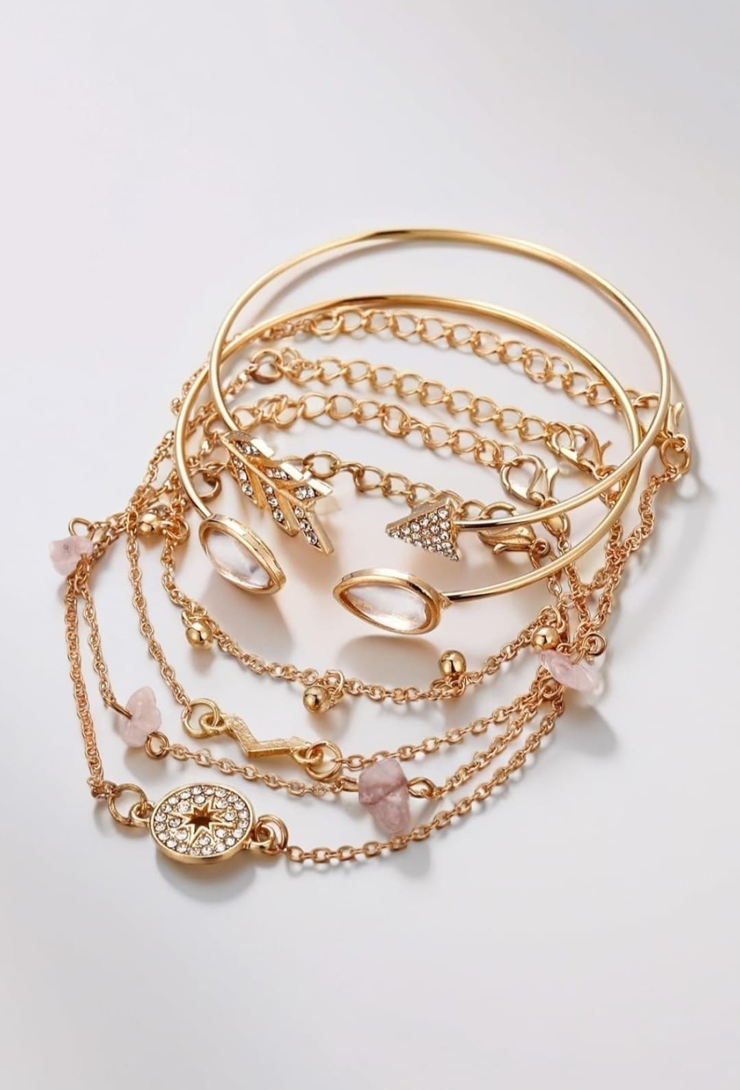 Indian bollywood gold plated multi layered charm bracelet for women and girls
