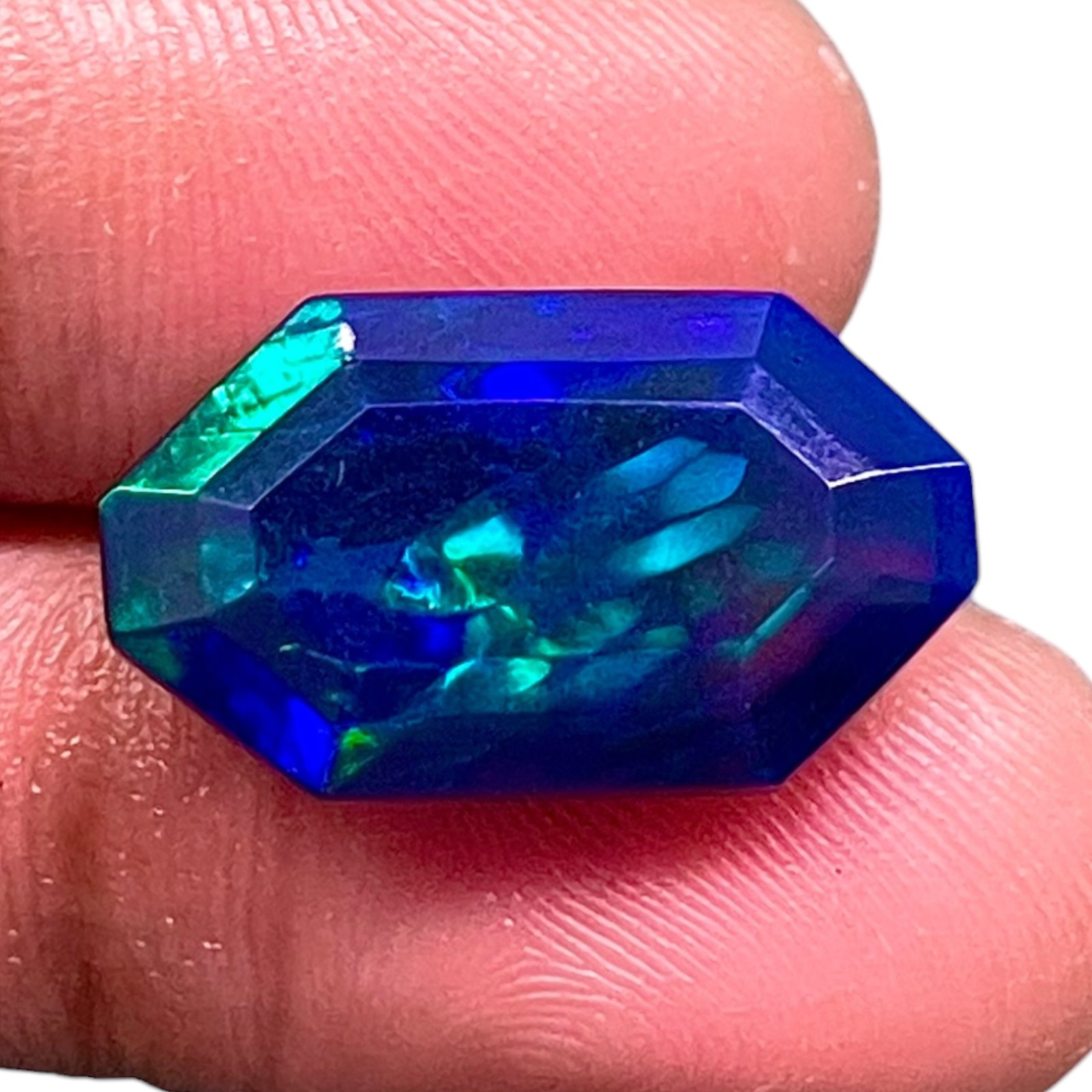6.50 Cts Natural Ethiopian Black Opal 18x10mm Fancy Cut Multi Flash Gemstone