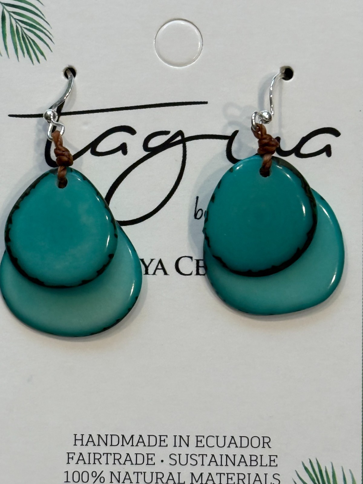 TAGUA NUT “FIESTA” EARRINGS ORGANIC ARTISAN HANDMADE FAIR TRADE LIGHTWEIGHT NEW