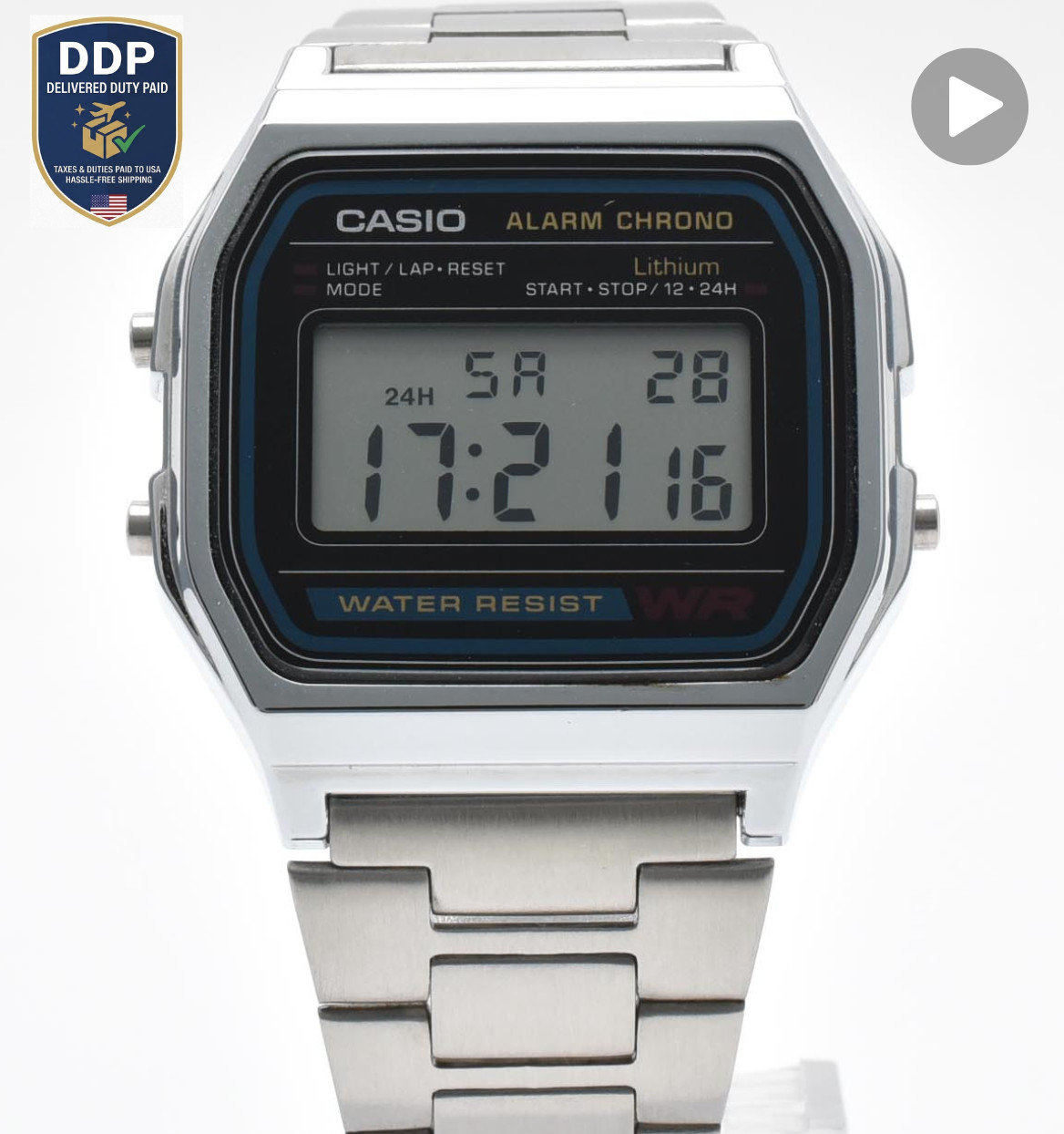[MINT] CASIO G-SHOCK A158WA-1 Digital Silver Stainless Steel Watch Adjustable