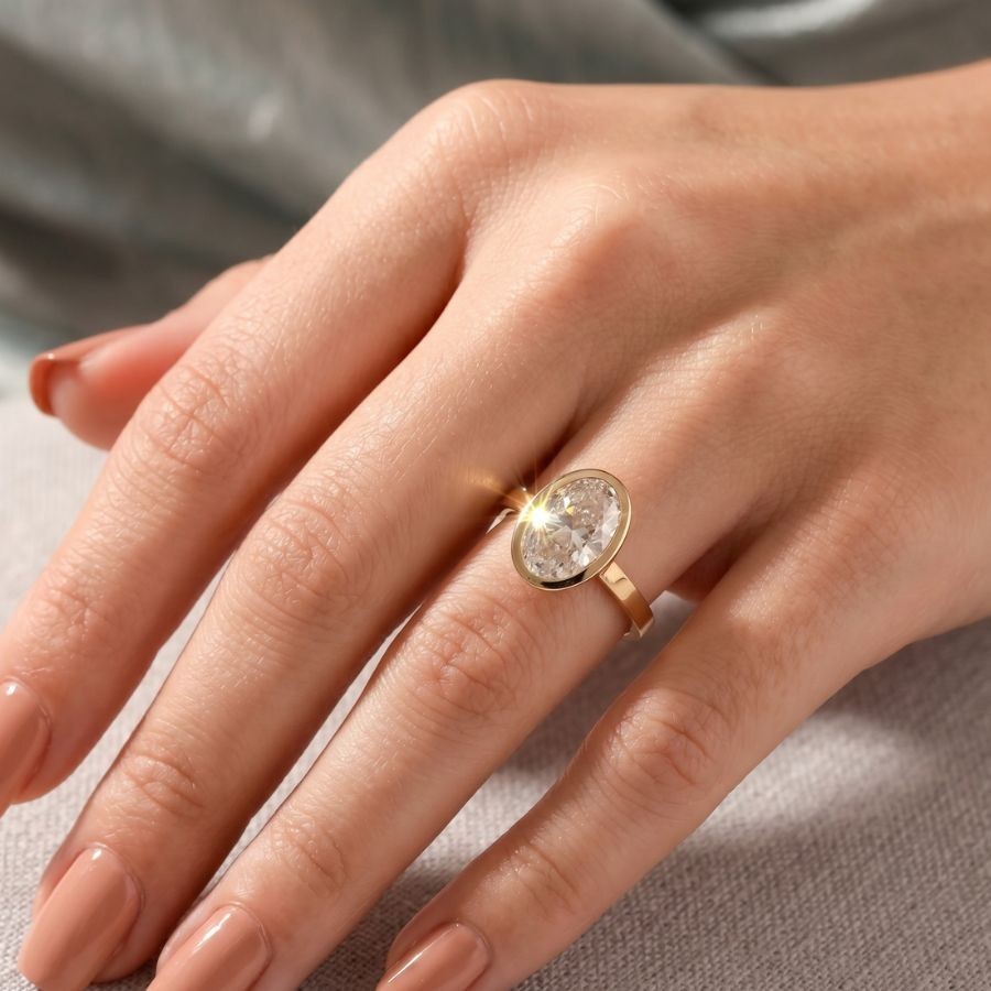 2.00Ct Oval-Cut VS1 Lab Grown Diamond Wedding Engagement Ring 14k Yellow Gold