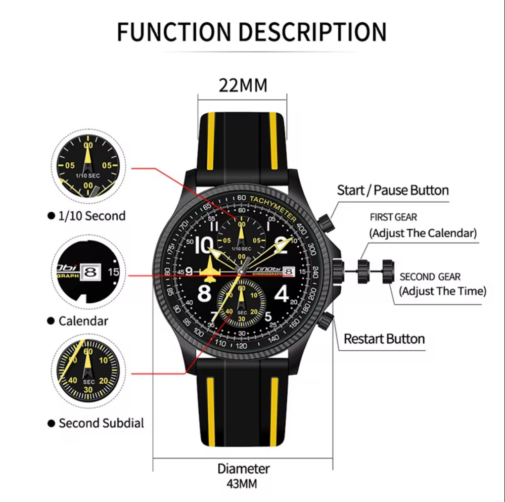 SINOBI Retro Design Airplane Chronograph Quartz Date Men’s Watch